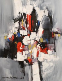 Mashkoor Raza, 18 x 24 Inch, Oil on Canvas, Abstract Painting, AC-MR-385